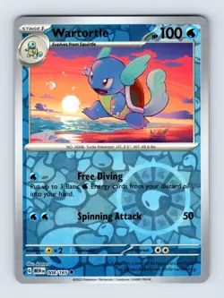 Wartortle SV: Scarlet & Violet 151 Uncommon Reverse Holo 008/165 Pokemon Cards - Image 1