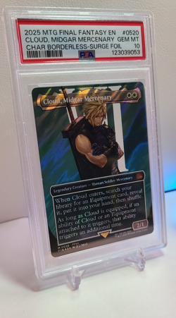 2025 MTG Final Fantasy Borderless Surge Foil #0520 Cloud Midgar Mercenary PSA 10 - Image 2