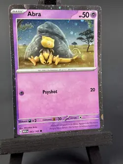 Abra 063/165 HD Cosmos Holo Galaxy Swirl “Mew” Swirl - Pokemon 151 Promo - Image 3