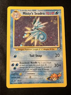 Misty’s Seadra Holo Rare 9/132 Pokemon TCG Gym Heroes WOTC 2000 Vintage - Image 1