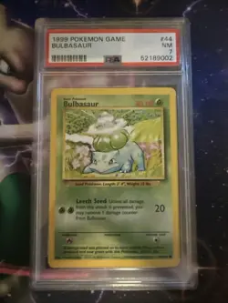 PSA 7 Bulbasaur Base Set Unlimited 1999 Pokemon Game TCG #44/102 NM - Image 1