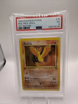 1999 POKEMON FOSSIL 1ST EDITION #12 MOLTRES-HOLO PSA 5 - Image 1