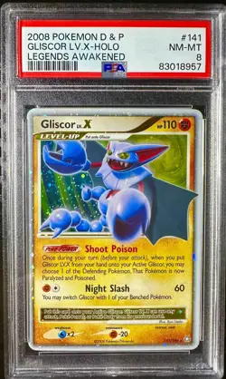 Gliscor LV.X 141/146 Legends Awakened Holo Pokemon 2008 PSA 8 - Image 1