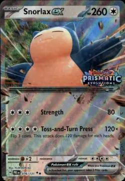 Snorlax ex (Prismatic Evolution Stamped) Holo Double Rare Cards & 076/131 NM - Image 1