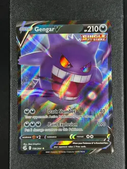 Pokemon Card Gengar v 156/264 Fusion Strike Half Art Holo Ultra Rare - Image 1
