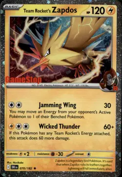 Team Rocket's Zapdos (Gamestop Exclusive) Holo Promo Cards & Products 070/182 NM - Image 1