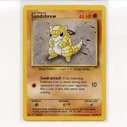 Pokemon TCG Sandshrew 062/102 WotC Base Set Unlimited Regular Card EN-LP 1999 - Image 1