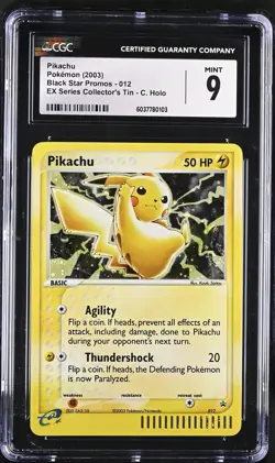 CGC 9 MINT Pikachu 2003 Black Star Promos 012 Holo Pokemon Card - Image 1