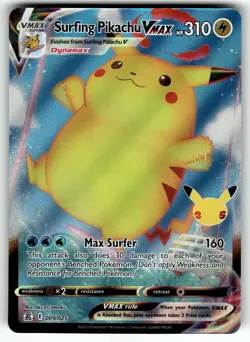Surfing Pikachu VMAX 009/025 Celebrations NM Pokemon Card TCG - Image 1
