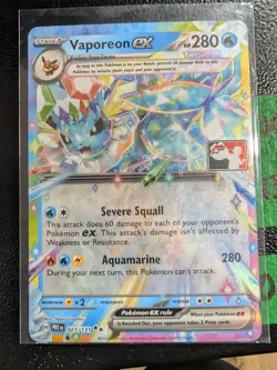 Pokemon Vaporeon ex 023/131 Play Stamp Pokemon Prize Pack Series 7 NM - Image 1
