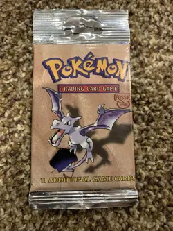 1999 Pokemon WOTC Fossil booster pack long crimp Aerodactyl art factory seal - Image 1
