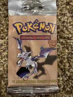 1999 Pokemon WOTC Fossil booster pack long crimp Aerodactyl art factory seal - Image 4