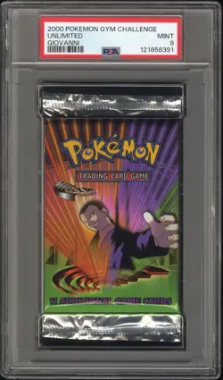 GIOVANNI GYM CHALLENGE UNLIMITED BOOSTER PACK PSA 9 MINT SEALED Pokemon TCG 2000 - Image 2