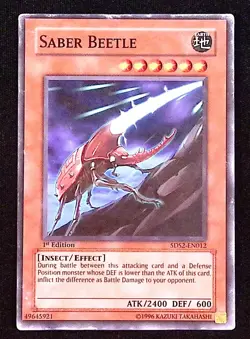 Saber Beetle YuGiOh 5D's Starter Deck 2009 Insect Effect Common - Image 1
