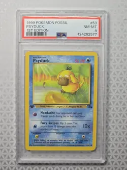 Pokemon Card Psyduck 53/62 1st Edition Fossil Set 1999 PSA 8 NM-MT - Image 1