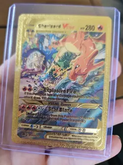 Charizard VStar Gold Foil Fan Art Vinyl Pokemon HP280 Textured Collector Card - Image 1