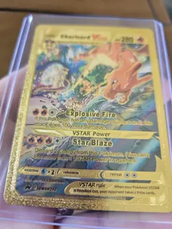 Charizard VStar Gold Foil Fan Art Vinyl Pokemon HP280 Textured Collector Card - Image 2