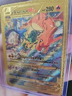 Charizard VStar Gold Foil Fan Art Vinyl Pokemon HP280 Textured Collector Card - Image 3
