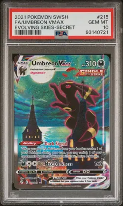 2021 POKEMON SWORD & SHIELD EVOLVING SKIES SECRET FULL ART/UMBREON VMAX PSA 10 - Image 1