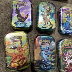 pokemon prismatic evolutions mini tin sealed set Of 8 W/Display Box - New - Image 2
