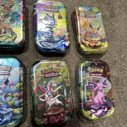 pokemon prismatic evolutions mini tin sealed set Of 8 W/Display Box - New - Image 3