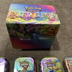 pokemon prismatic evolutions mini tin sealed set Of 8 W/Display Box - New - Image 4