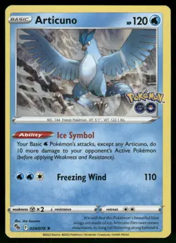 Articuno 024/078 Holo Rare Holo Pokemon GO NM - Image 1