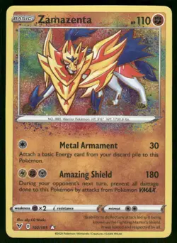 Zamazenta 102/185 Amazing Rare Holo NM Pokemon SWSH04: Vivid Voltage - Image 1