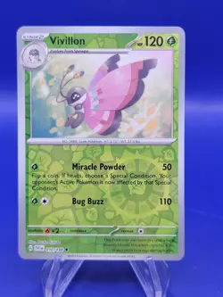 Vivillon 010/198 REVERSE HOLO Scarlet Violet Pokemon Card w TOP LOADER NM - Image 1