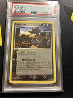 PSA 9 Murkrow 8/17 -Vintage Graded Pokemon Card- Pop Series 1 MINT - Image 2