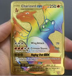 Charizard GX Rainbow Gold Metal Pokemon Card Collectible Gift Display - Image 1