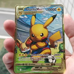 POKEMON SOCCER PIKACHU METAL COLLECTABLE CARDS 10000HP VMAX FunArt - Image 1