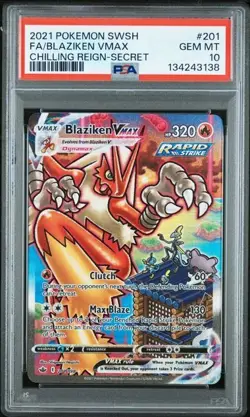 Pokemon Blaziken VMAX 201/198 Full Art Secret Rare Chilling Reign PSA 10 - Image 1