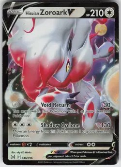 Pokemon Hisuian Zoroark V 146/196 SWSH11: Lost Origin Ultra Rare NM - Image 1