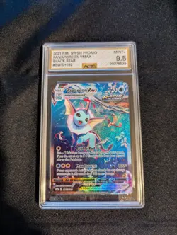 Pokemon SWSH Black Star Promo Vaporeon VMAX SWSH182 AGS Mint+ 9.5 Full Holo 2021 - Image 1