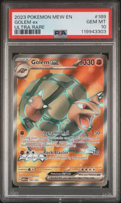 2023 POKEMON MEW EN-151 ULTRA RARE #189 GOLEM EX PSA 10 - Image 1