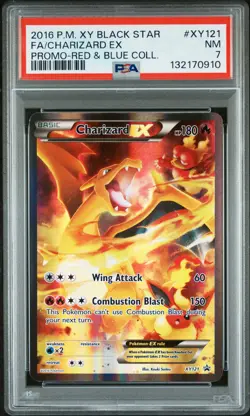 2016 POKEMON XY BLACK STAR PROMO RED & BLUE COLL FULL ART/CHARIZARD EX PSA 7 - Image 1