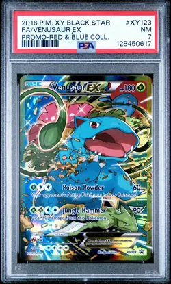 2016 POKEMON XY BLACK STAR PROMO RED & BLUE COLL FULL ART/VENUSAUR EX PSA 7 - Image 1