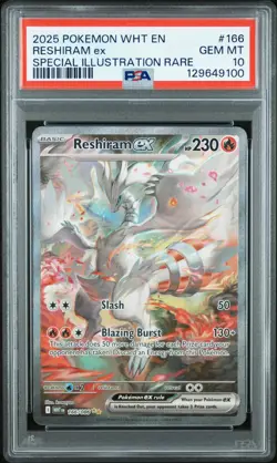 2025 POKEMON WHT EN-WHITE FLARE SPECIAL ILLUSTRATION RARE RESHIRAM EX PSA 10 - Image 1