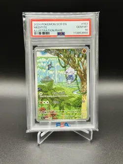 2024 POKEMON SCR EN-STELLAR CROWN ILLUSTRATION RARE #153 MEDITITE PSA 10 - Image 1
