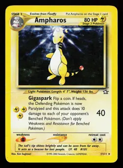 Ampharos 1/111 Holo Rare Neo Genesis Pokemon Card - Image 1