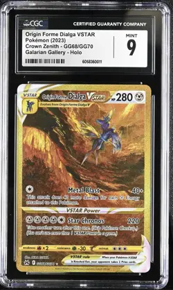 CGC 9 MINT Origin Forme Dialga VSTAR GG68/GG70 Crown Zenith Holo Pokemon Card - Image 1