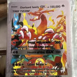 Charizard Gx Silver Foil Fan Art Display Card NM/M - Image 1
