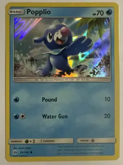 Pokemon Card Popplio SM Base Set 39/149 Webbed Holo Pattern Near Mint/ Mint - Image 1