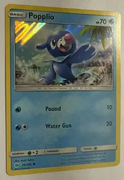 Pokemon Card Popplio SM Base Set 39/149 Webbed Holo Pattern Near Mint/ Mint - Image 2