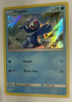 Pokemon Card Popplio SM Base Set 39/149 Webbed Holo Pattern Near Mint/ Mint - Image 3