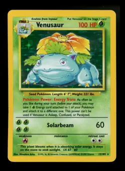 Venusaur 15/102 Base Set 1999 Holo Rare WOTC Pokemon Card TCG - Image 1