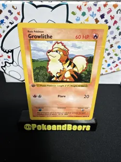 Pokemon TCG Growlithe Base Set 28/102 1st Edition Uncommon Card Shadowless - Image 1