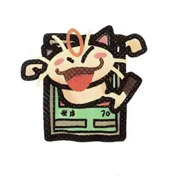 Pokemon Derpy Fan Art Mini Card Sticker 1.25" Meowth - Image 1
