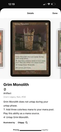 Grim Monolith Urza's Legacy Regular - Image 1